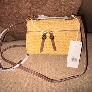 Tory Burch straw Crossbody Bag with Brown Trim